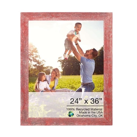 Palacedesigns 24 x 36 in. Rustic Farmhouse Red Wood Picture Frame PA3648370